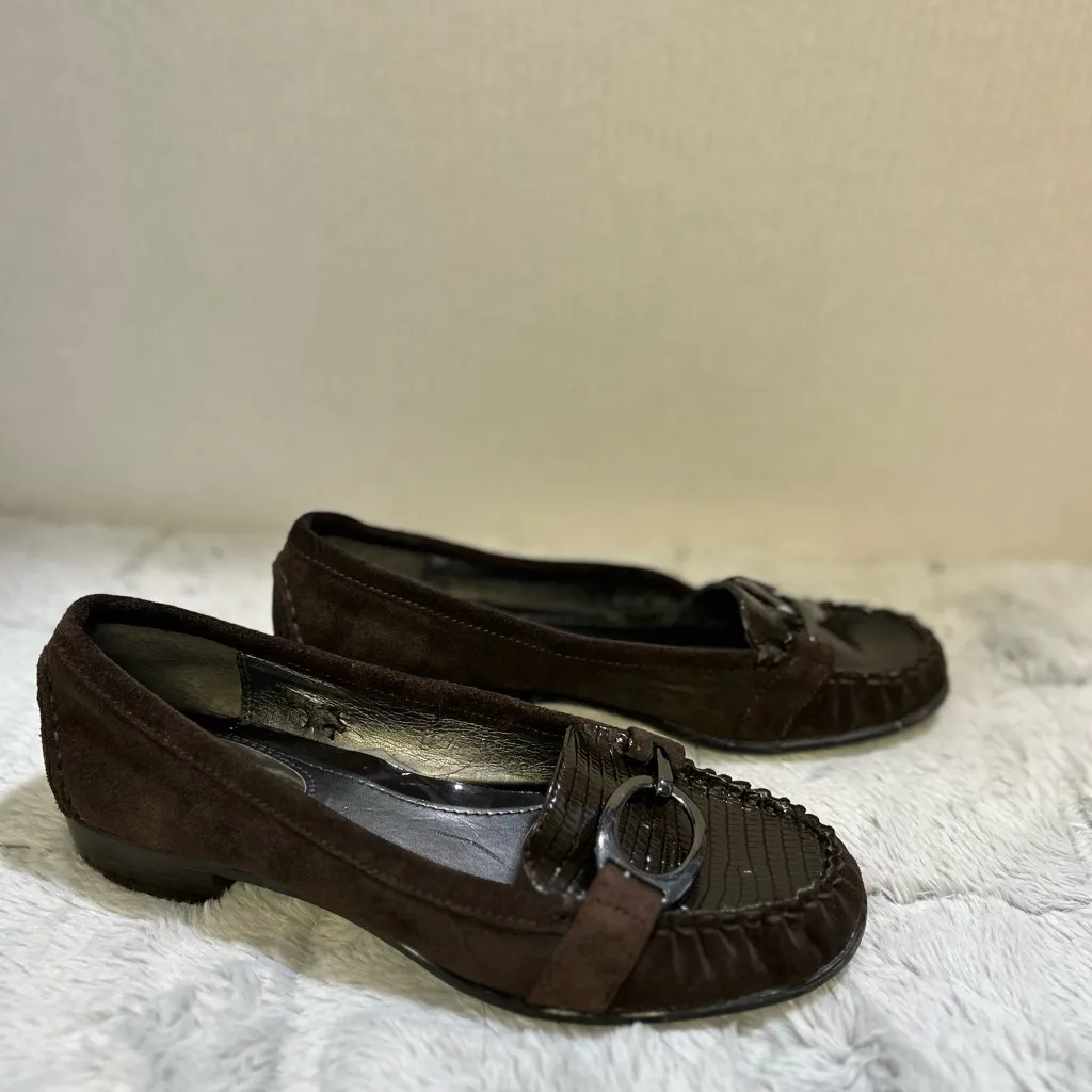 Alfani Dark Brown Suede Loafers with Buckle Detail - Image 10