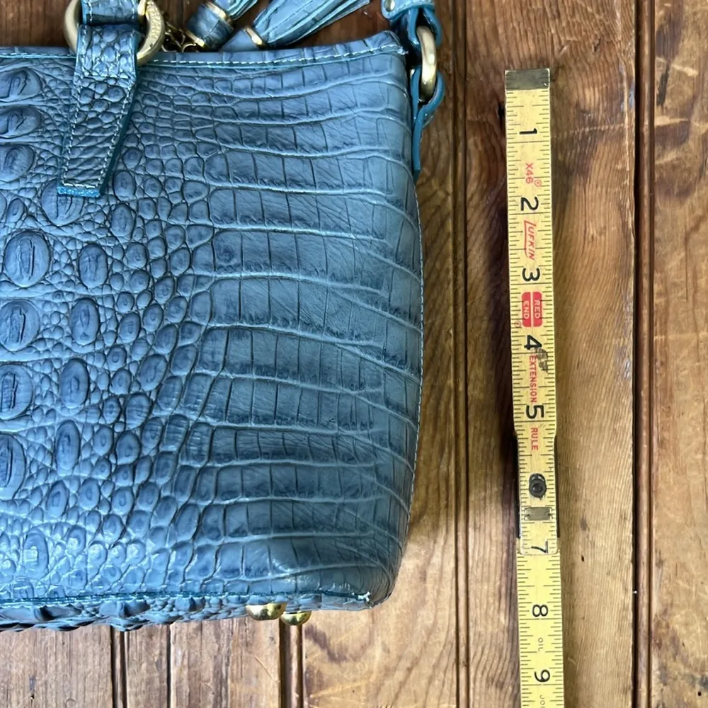 Brahmin Mini Asher gray blue tote carryall handbag crossbody strap - Image 7