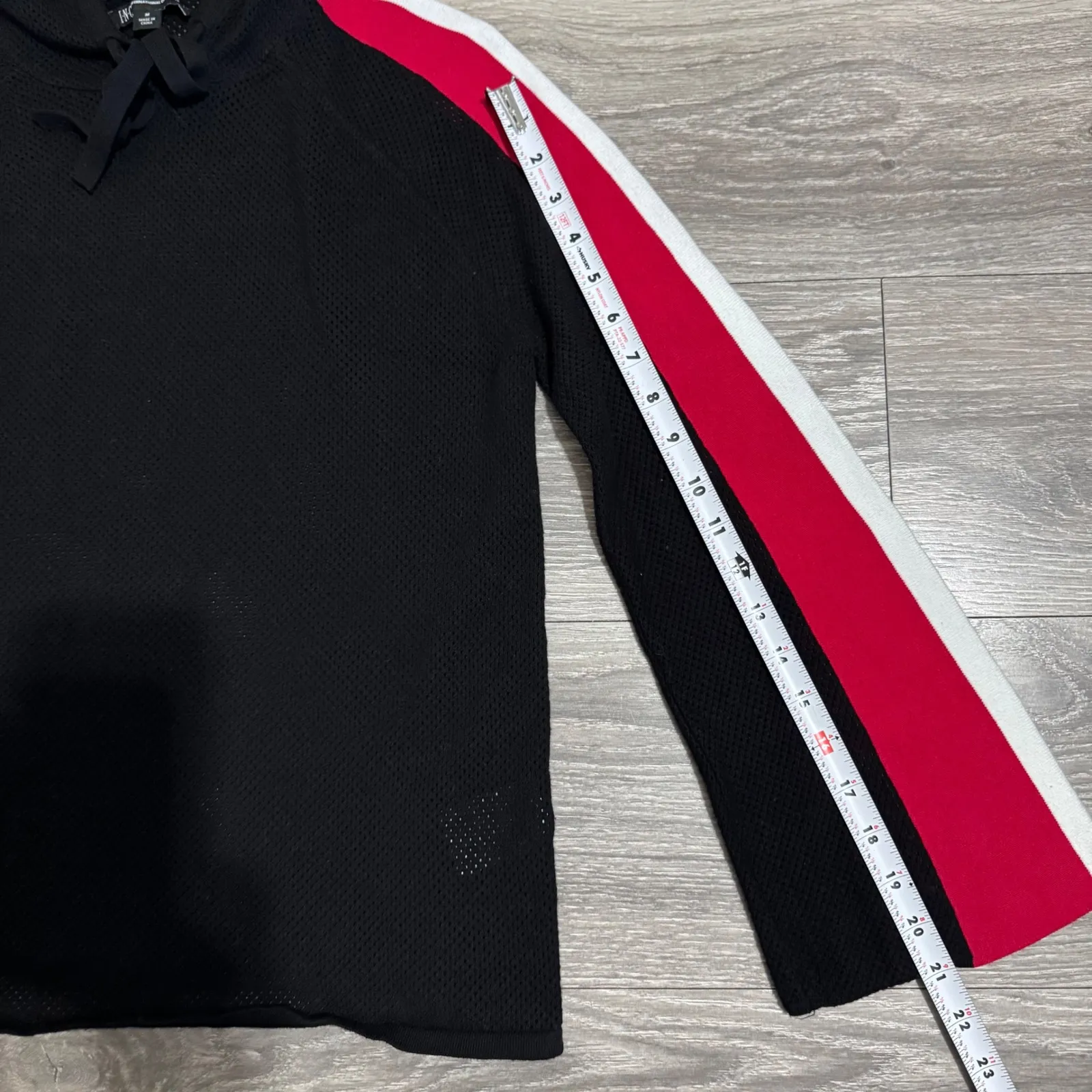 INC International Concepts Women Black Mesh Knit Hooded Sweater Top Size M Size M - Image 13