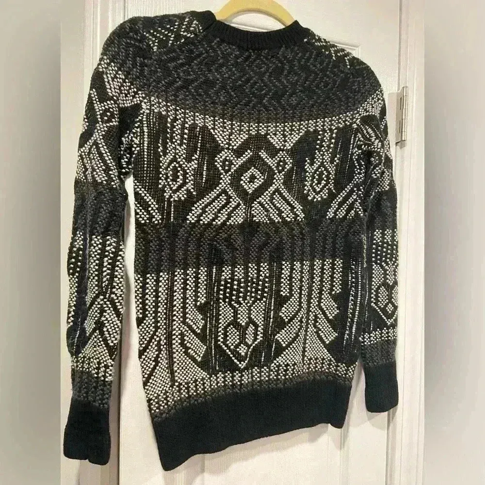 J. Crew Women Black Mixed Stitch Blanket Sweater Soft Cotton Wool Blend Size XXS - Image 3