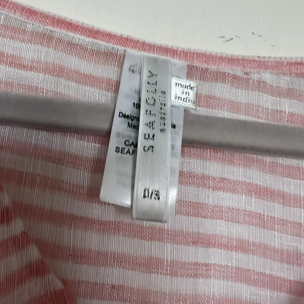 Seafolly Australia Tassel Linen Swimwear CoverUp One Size pink Kaftan tunic top - Image 11