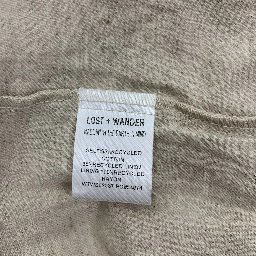 Lost Wander Top Small Tan Linen Button Down Boho Summer Resort‎ - Image 4