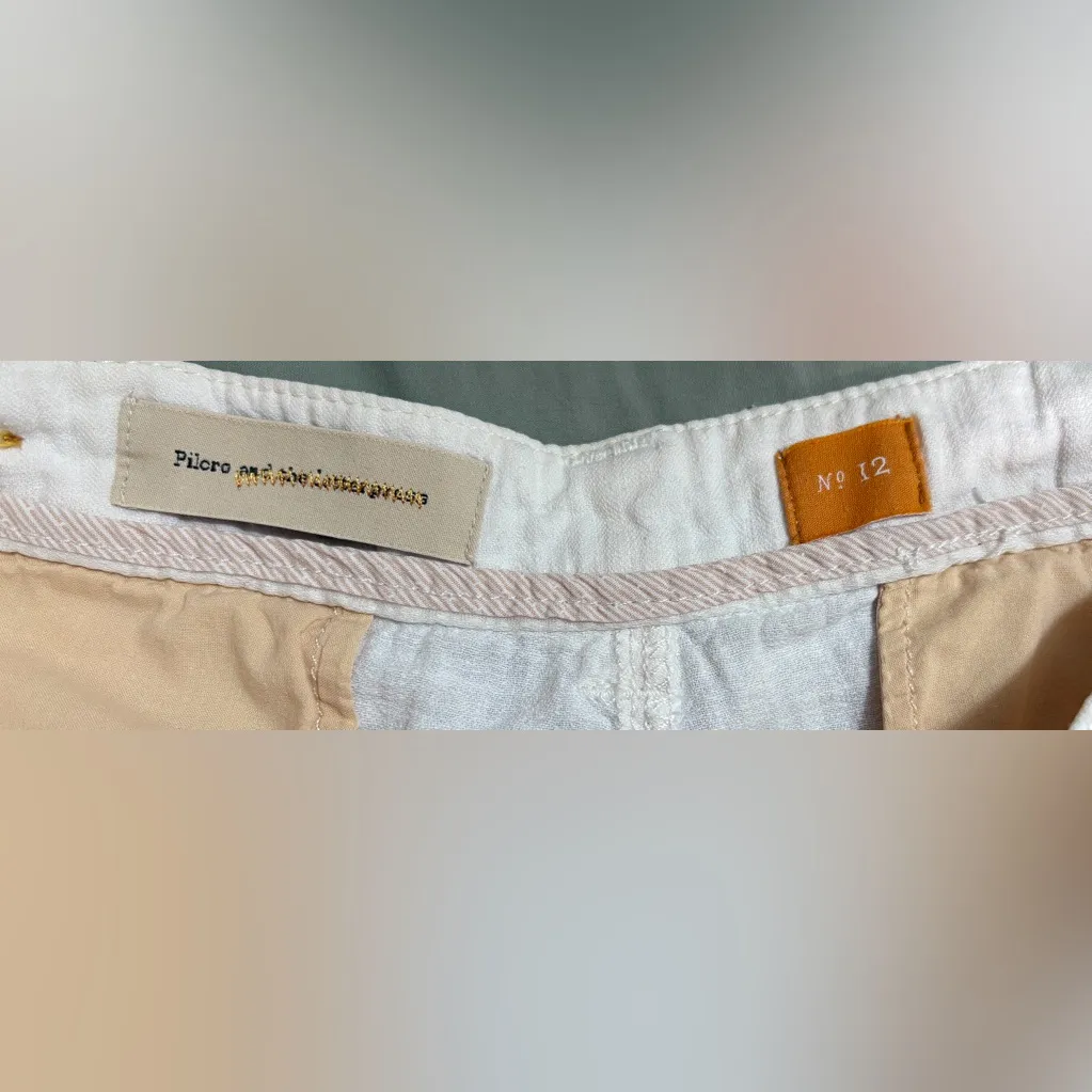 Pilcro The‎ Letterpress Linen Cotton White Wide-Leg Pants Size 12 EUC - Image 3