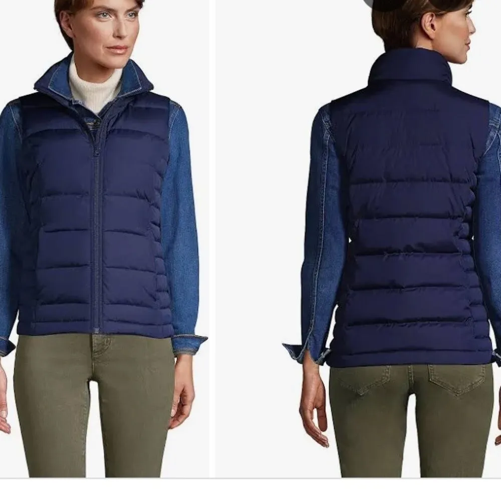 Land’s End Blue Sleeveless Quilted Down Puffer Vest L - Image 2