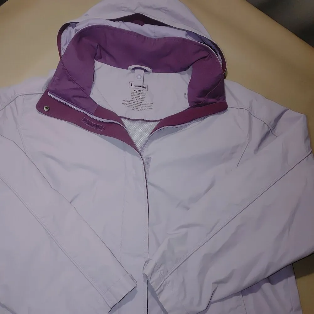 LL Bean Jacket Coat Size XL Lavender Plum Purple Nylon Hooded Windbreaker Shell - Image 9
