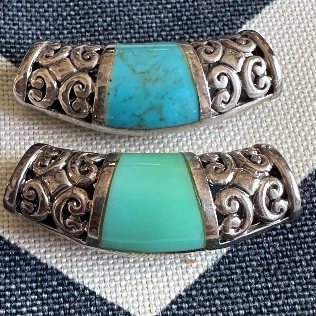 299. STERLING SILVER FILIGREE w/ Turquoise pendant necklace cord. NEW - Image 5