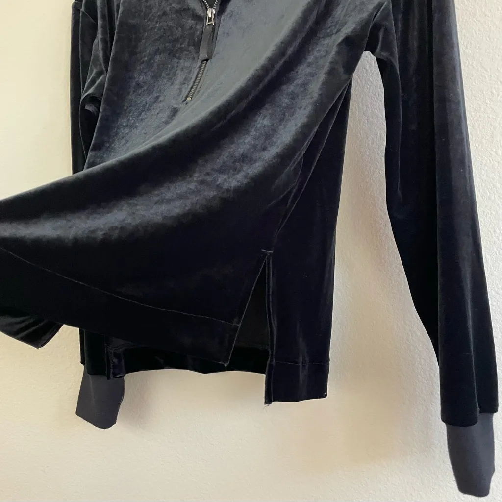 SPANX Black Velour 1/2 Zip Pullover Sweatshirt Size M - Image 8