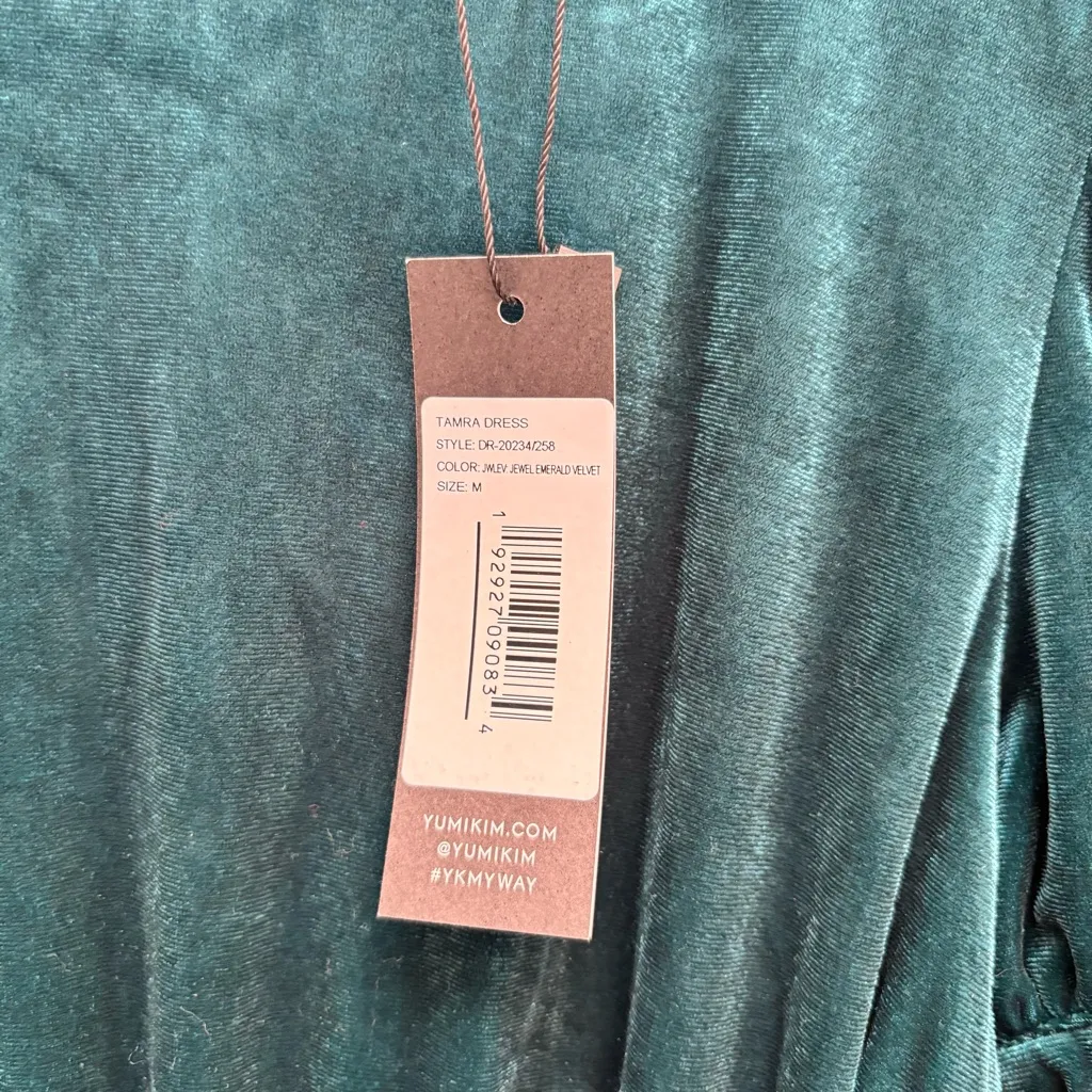 YUMI KIM Tamra Midi Dress in Jewel Emerald Velvet M - Image 8