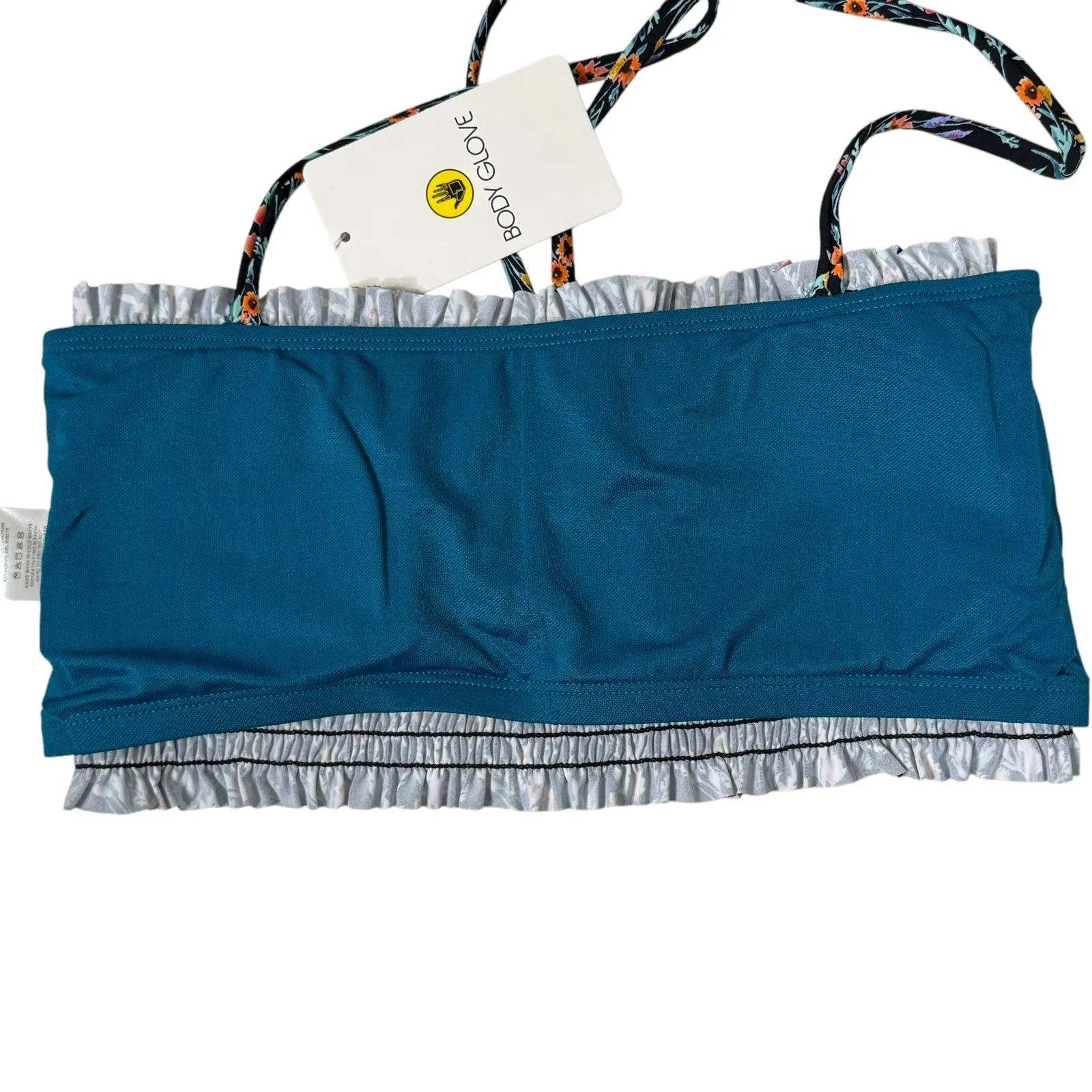 Body Glove Small Elora Bikini Swim Top Smocked Bandeau Lined Bra Floral Abloom - Image 5