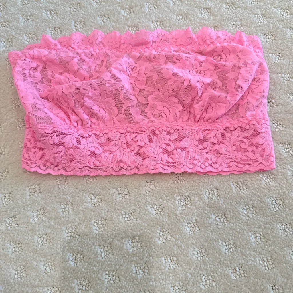 Hanky Panky Pink Lace Bandeau Bralette XS Made in USA - Image 2
