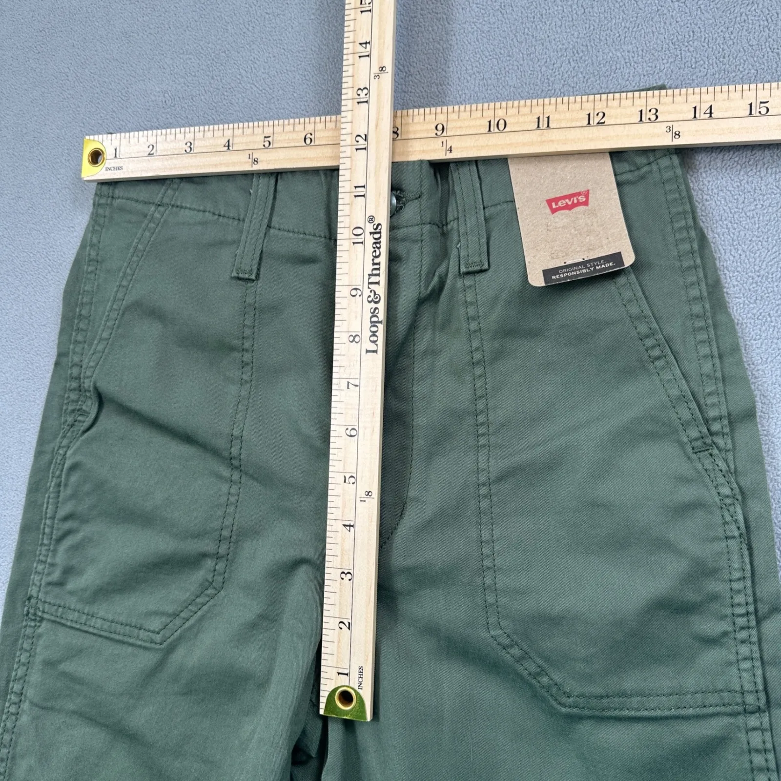 Levis Pants Women 2 26x29 Surplus Straight Utility High Rise Green Olive Stretch - Image 3