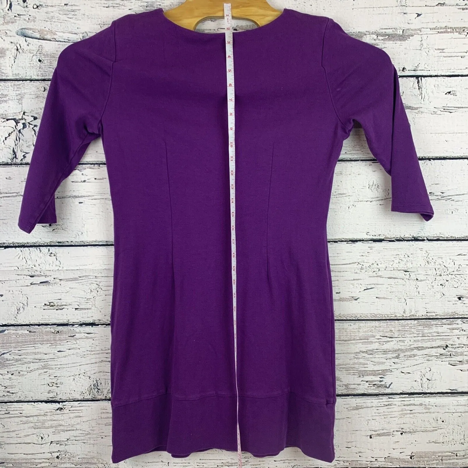 New York & Company Purple Dress 3/4 Sleeve‎ Cotton Blend Casual [Size Medium] - Image 4