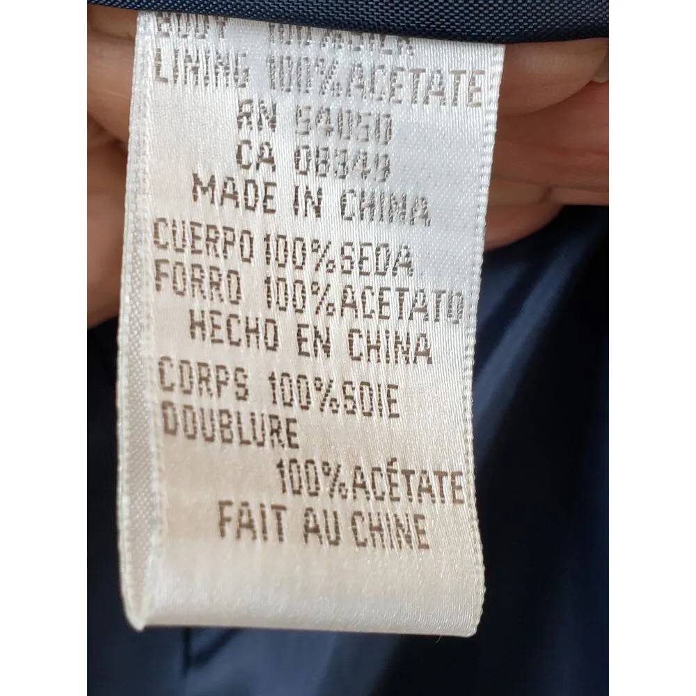 Jones New York 2 Piece Skirt Suit Womens 10/12 Blue Single Breasted 1 Button - Image 9