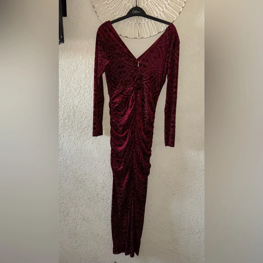 Thalia Sodi Deep Red Textured Long Sleeve Dress - Image 5