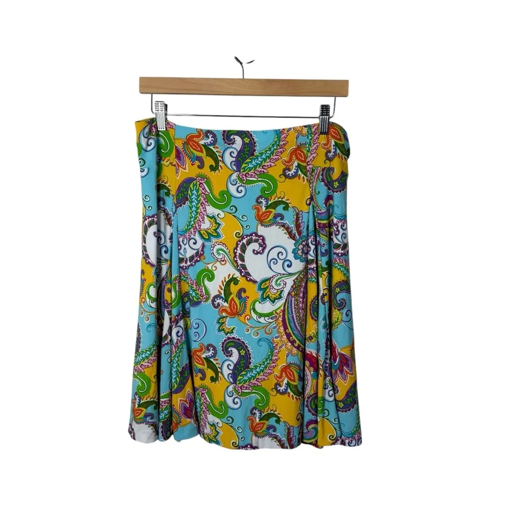 Y2K Lauren Ralph Lauren Multicolor Paisley Skirt in Blue/Yellow/Purple Size M - Image 7