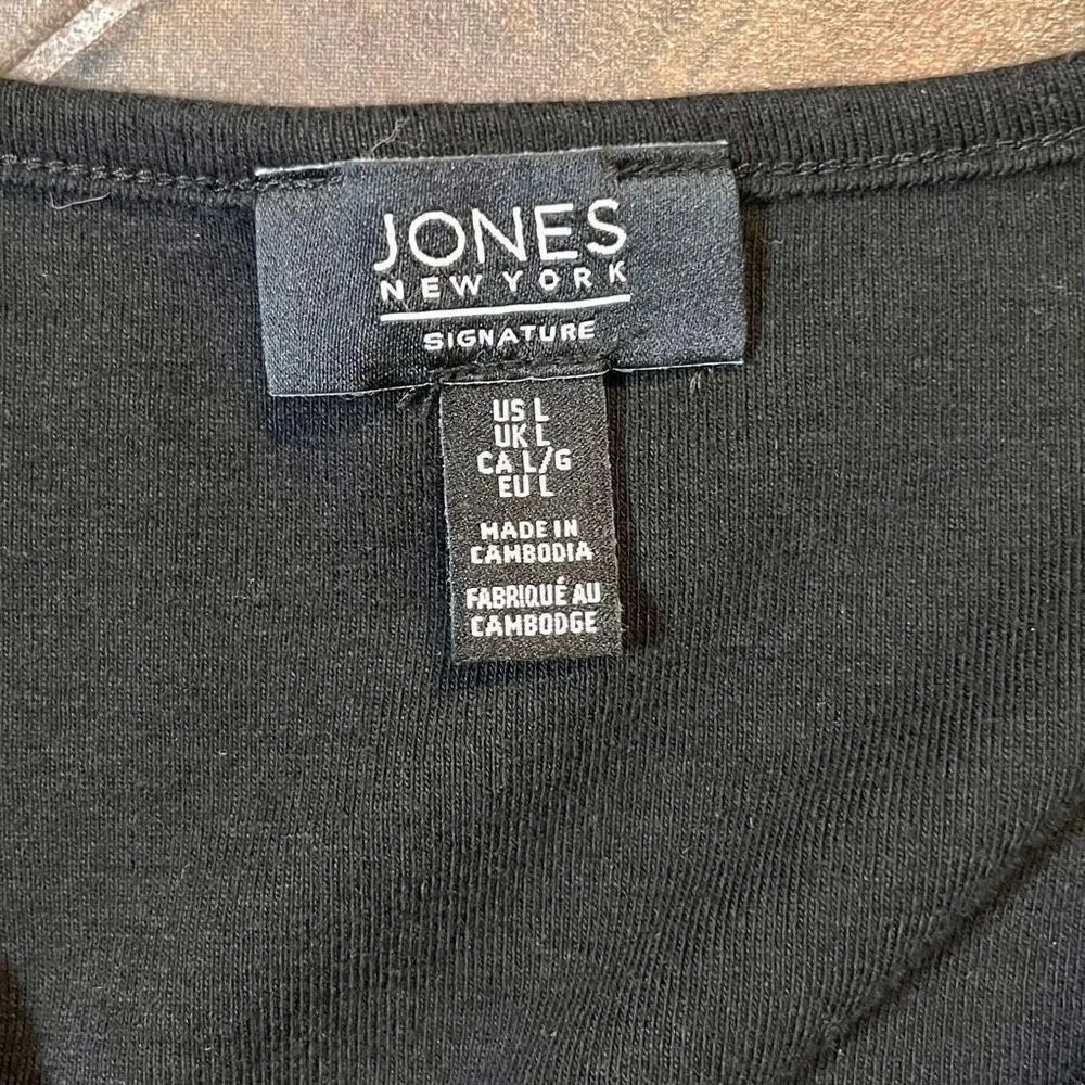 Jones New York 3/4 Sleeves Embellishment At Shoulder Black Shirt - Image 10