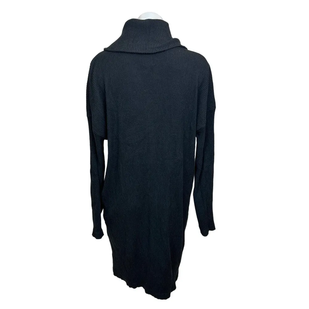 Gap Black Ribbed Knit Cowl Neck Mini Pull On Long Sleeve Sweater Dress Sz S Tall - Image 2