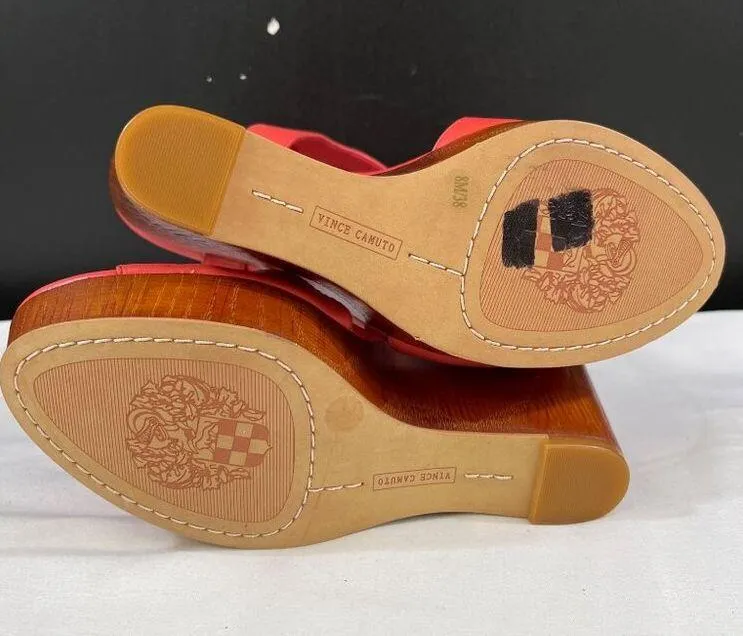 Vince Camuto Mathis Women's Dark Pink Leather Wedge Heels 8M SKU 6023 - Image 3