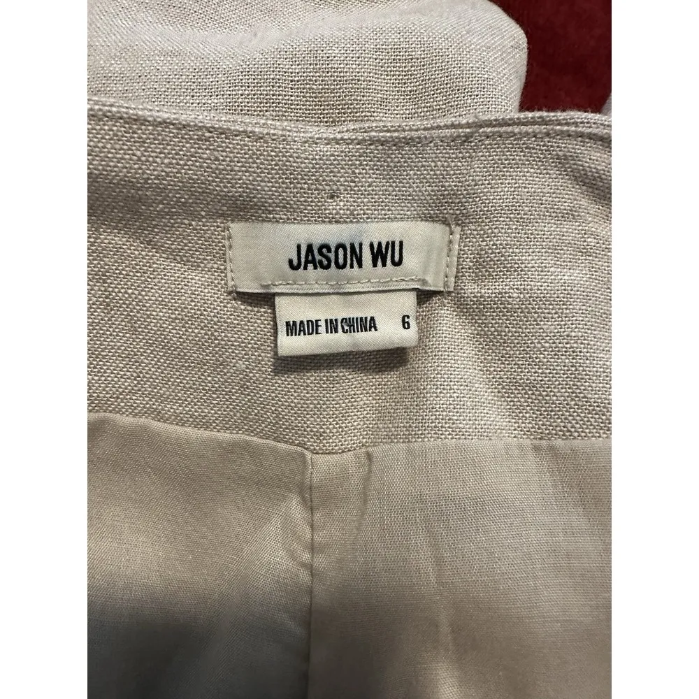 Jason Wu Beige Linen Blend Braided Trim Wide Leg‎ Pants Size 6 NWT $280 - Image 7