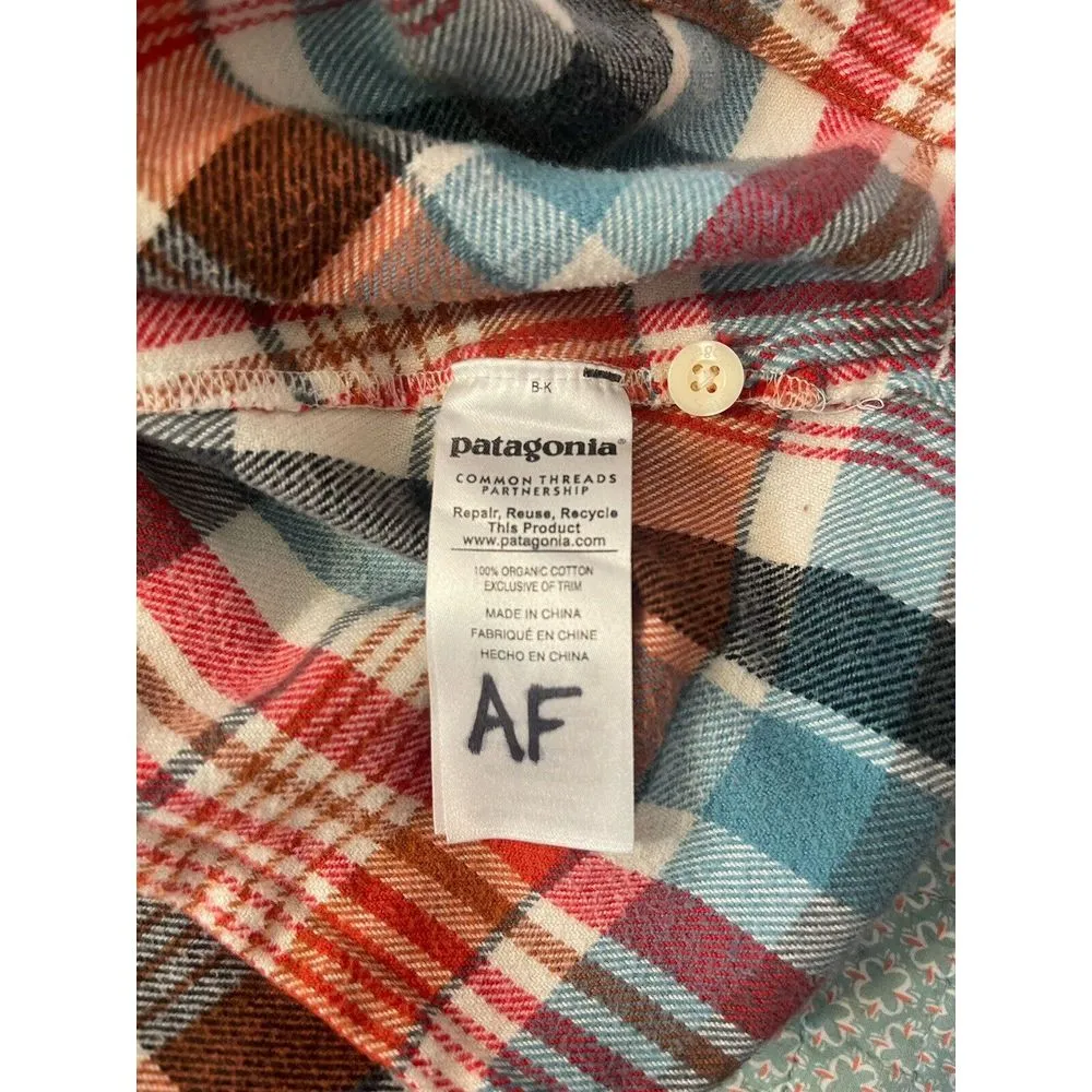 Patagonia Button Up Shirt Women's‎ Size 8 Organic Cotton Plaid Fjord Flannel - Image 8