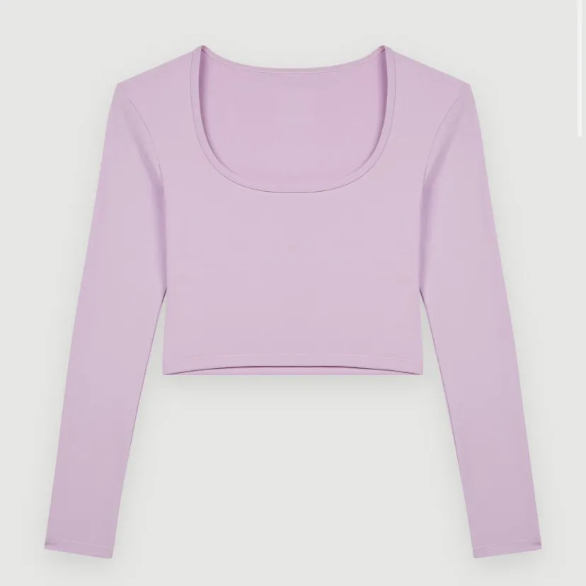 NWT Maje x Varley Body-hugging Lalitha top Purple Size Large Long Sleeve Cropped - Image 4