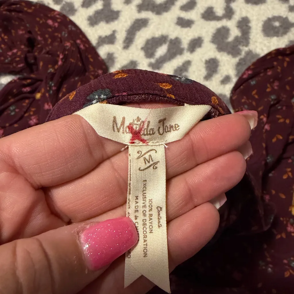 Matilda Jane Maroon Floral Mini Dress - Image 3