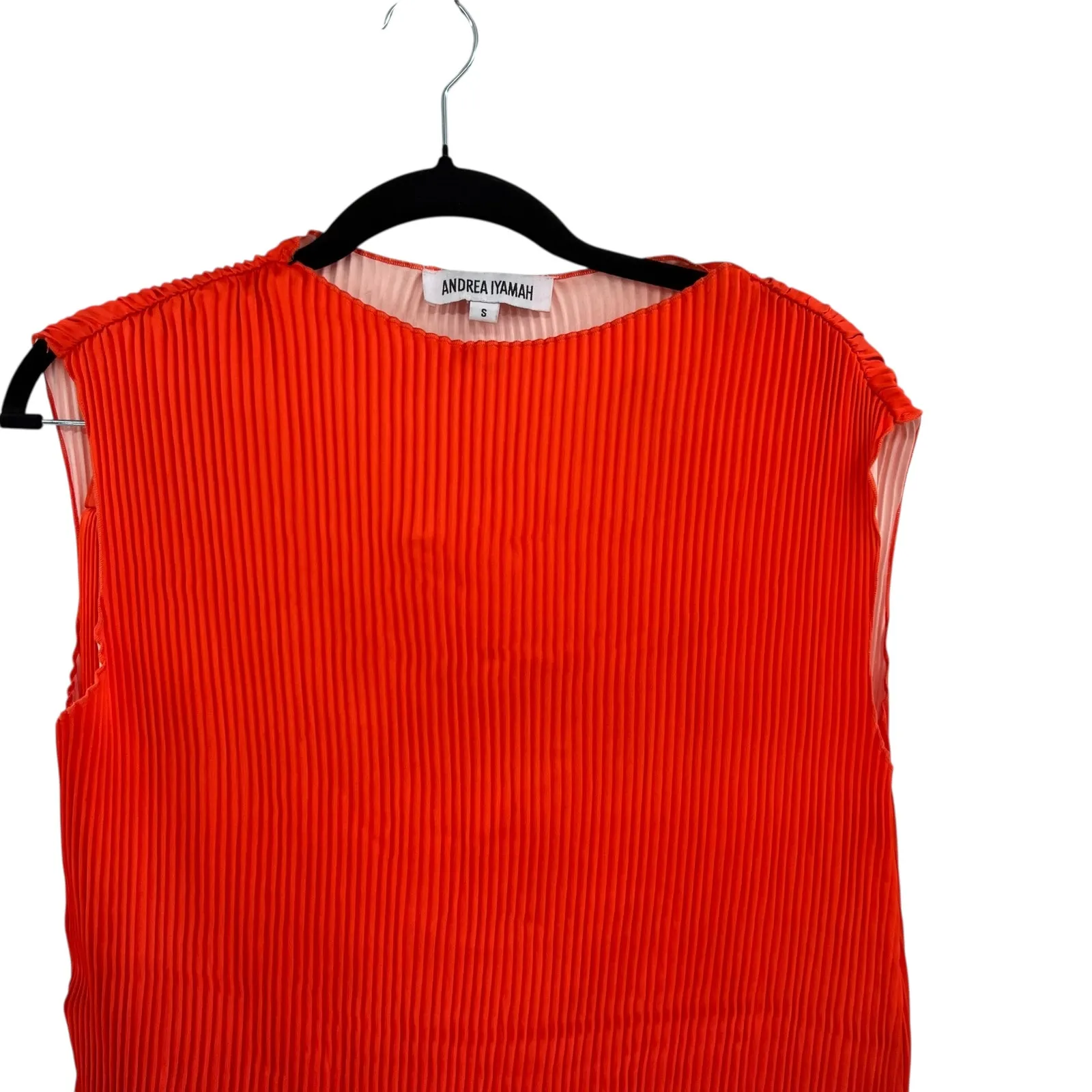 Andrea Iyamah‎ Atti Ombre Plisse Two-Piece Set Straight-Leg Pants Top Red Small - Image 4