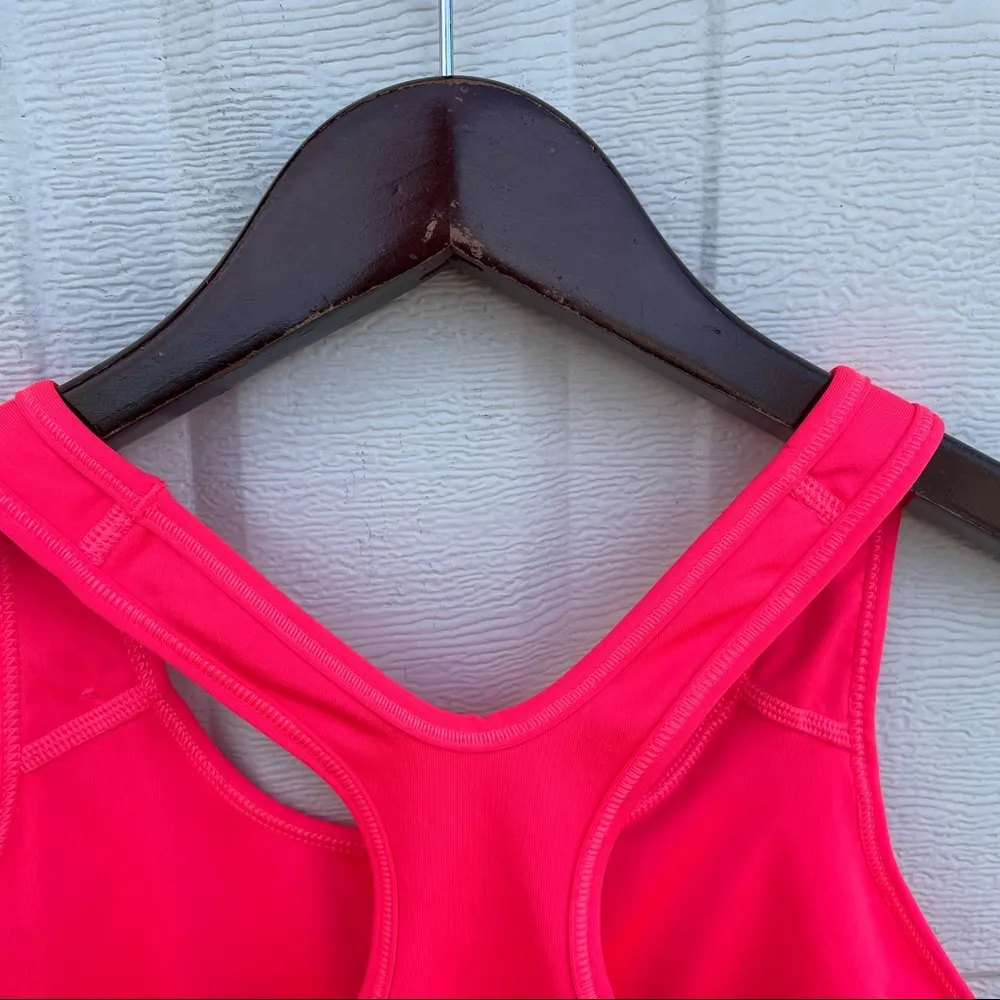 Nike Women’s Sports Bra Dri Fit Racerback Highlighter Pink Orange Medium - Image 5