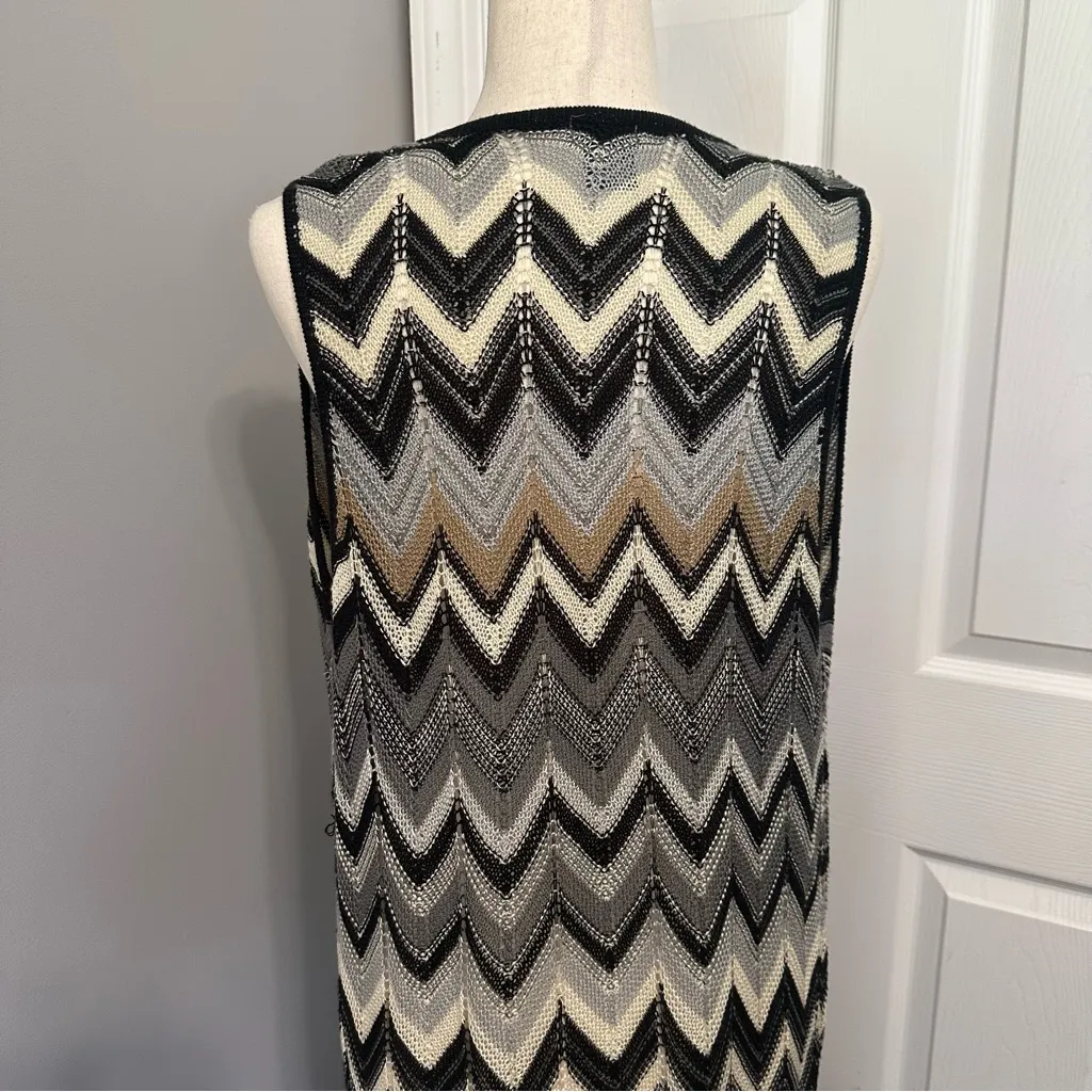 New Directions Dusty Blue and Grey Chevron Cape Duster Size L Black Size L - Image 3