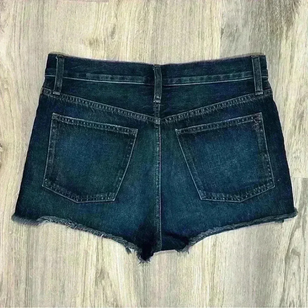 Madewell The Dad Jean Shorts Cutoff Dark Wash Denim High Rise Button Fly Size 27 - Image 7