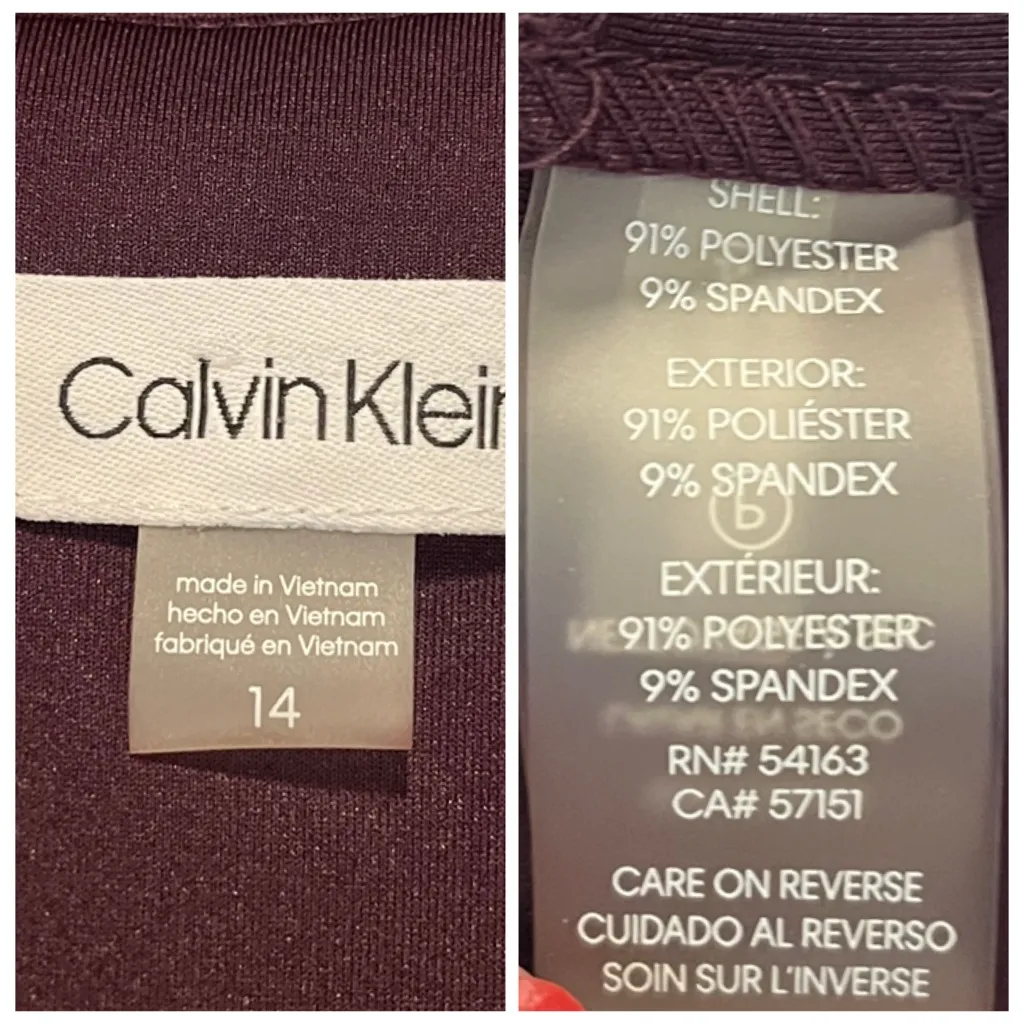 Calvin Klein Sheath Dress Cap Sleeve Square Neck Scuba Plum Women’s Plus Size 14 - Image 10