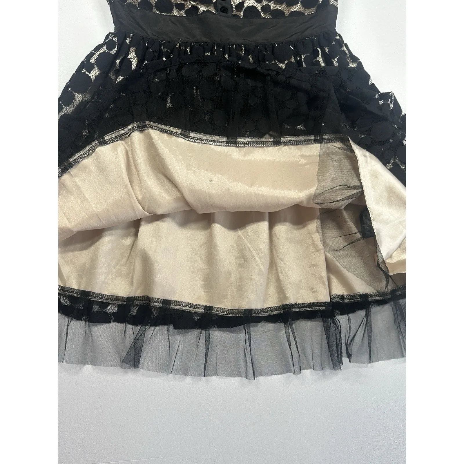 Twenty One Black  Polka Dot A Line Mini Tuxedo Party Cocktail Dress Sz S (b46) - Image 5