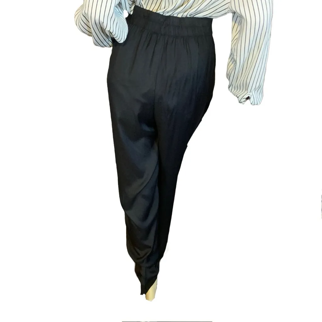 FUNDAMENTAL THINGS VINTAGE 1980'S STRAIGHT LEG PLEATED TROUSERS W/BELT NWT (16) Black - Image 6
