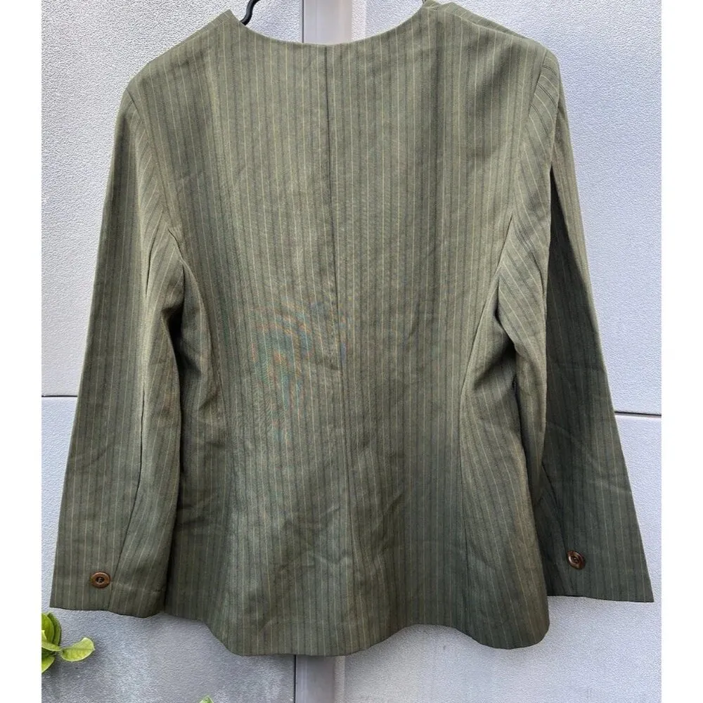 Vintage Sweet Suit Women’s Sz 12 Dress Jacket Tan Brown City Brown Button Green - Image 12