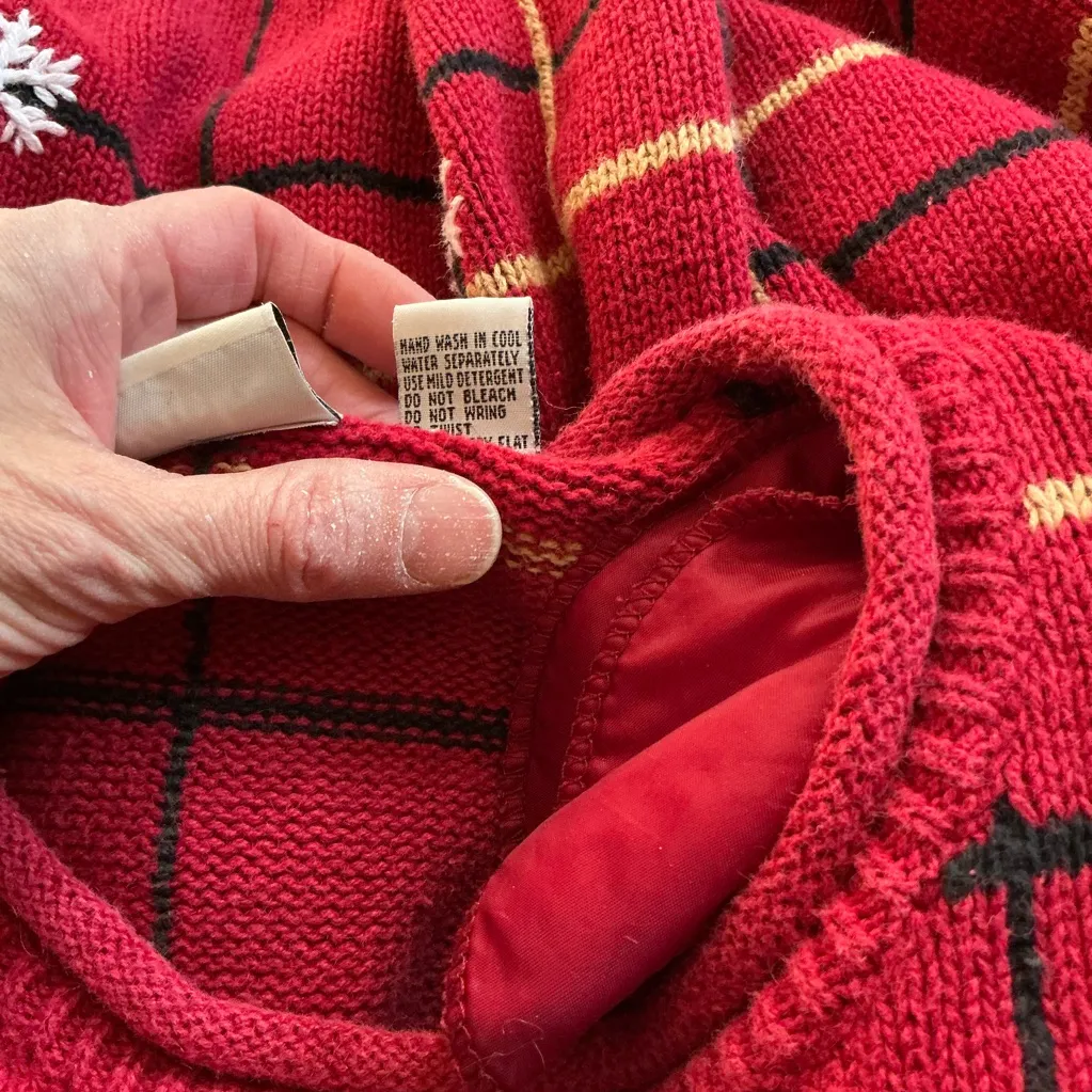 Vtg Y2K Hand embroidered snowman holiday sweater Red Size 2X - Image 3