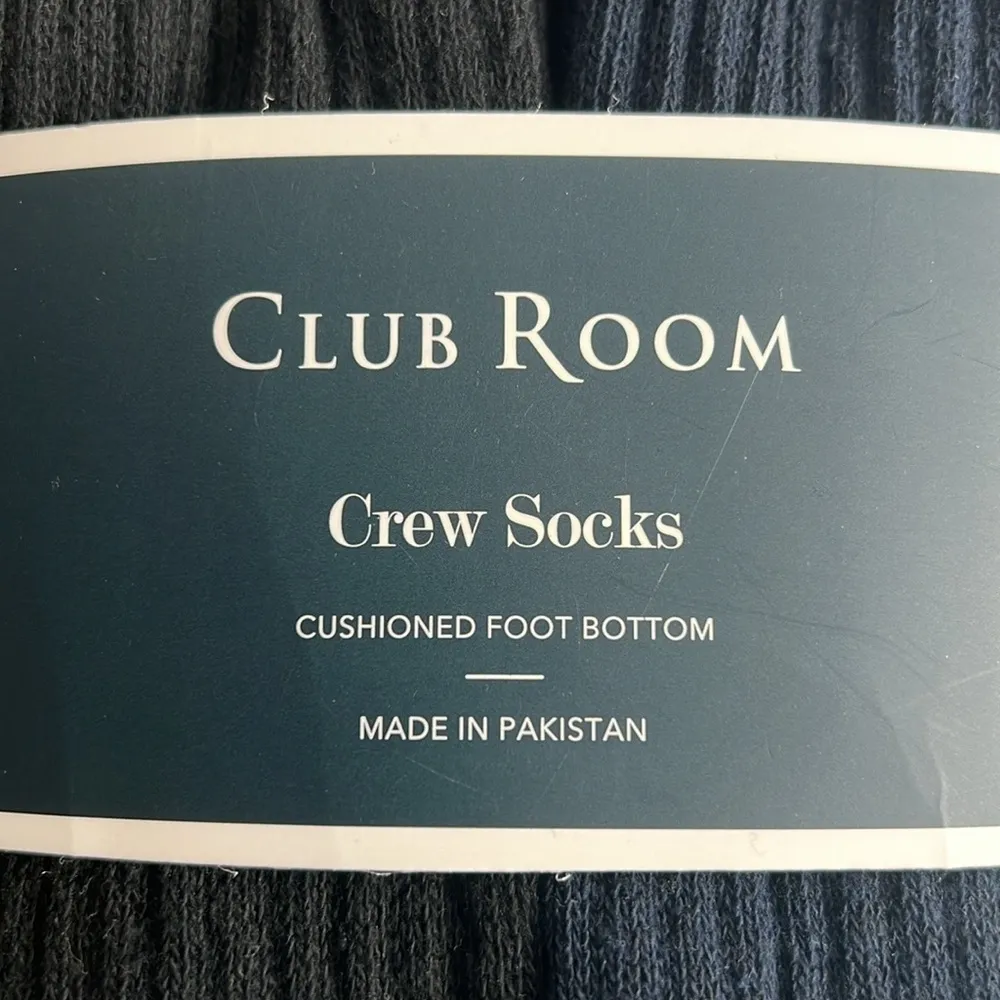 8-Pairs Club Room Black & Navy Crew Socks, Cushioned Size 10-13 New w/Tag - Image 2