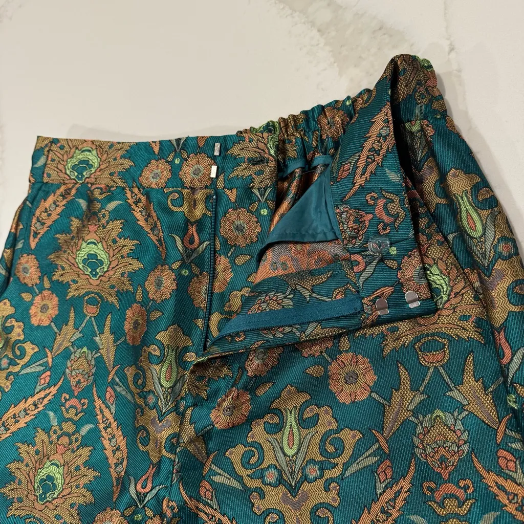 Maeve x Anthropologie Melyssa Floral Metallic Tapestry Trouser Pant Womens Small - Image 7