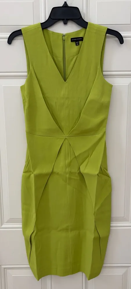 NWT Universal Standard Vibrant Green Chartruse Midi Raven Fitted Dress 4XS (XS) - Image 1