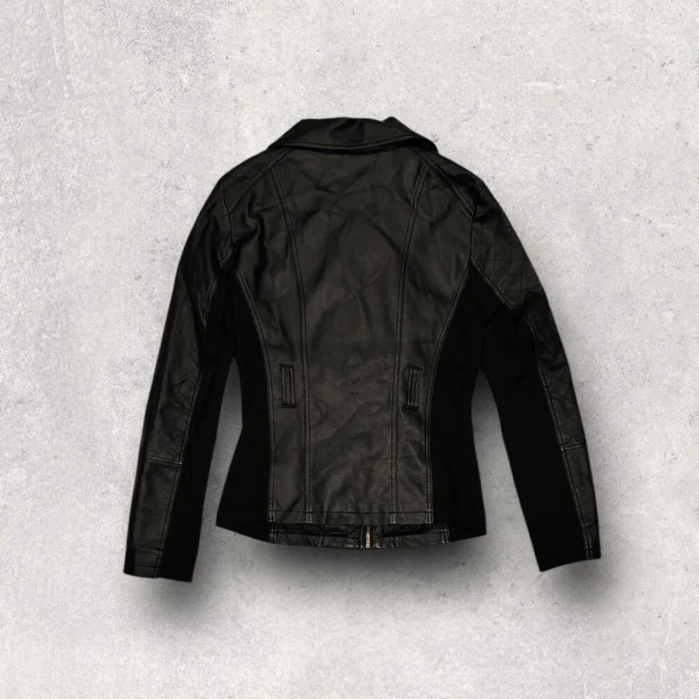 ★ Guess Y2K Quilted Black Slim Fit (Women’s) Faux Leather Jacket ★ - Image 4