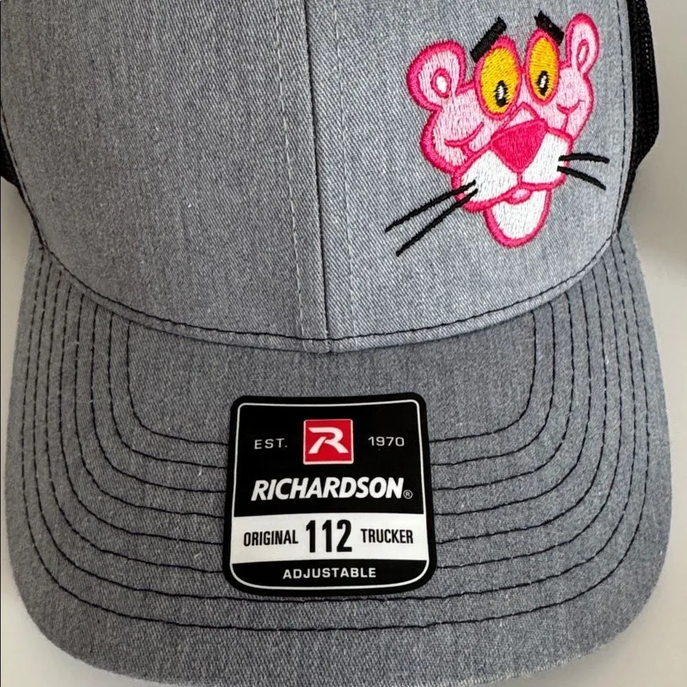 Richardson Women's Gray and pink Panther Trucker Hat NWOT Gray - Image 6