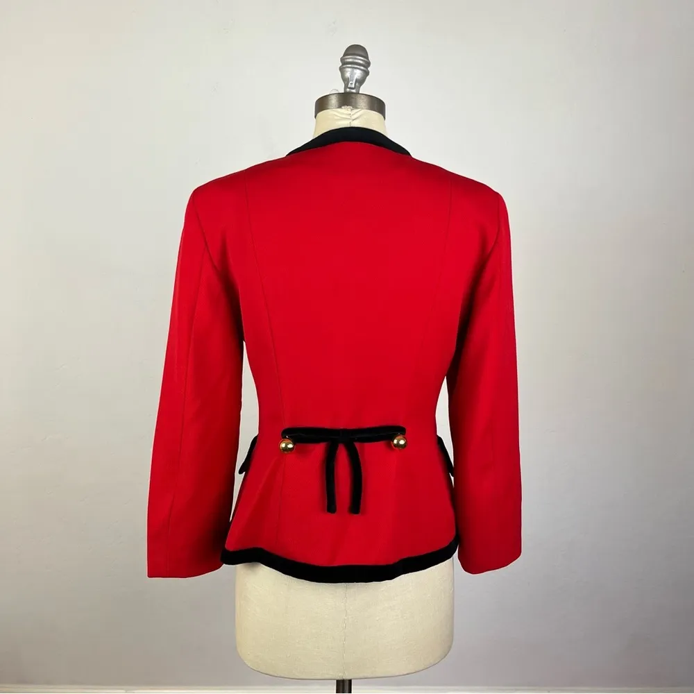 Moschino Cheap & Chic Red/Black Bow Wool Blazer - Image 5
