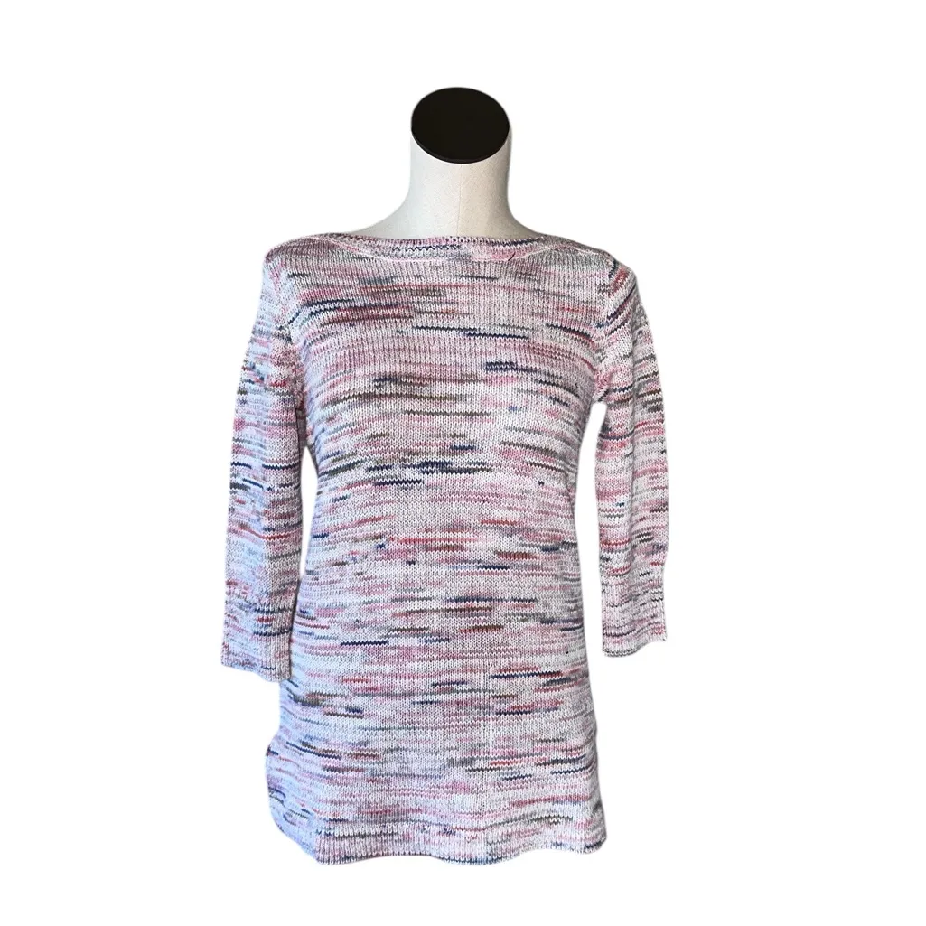 NWOT Jill Boat Neck k Intarsia Striped Tunic Sweater Top Tan Size XS - Image 7