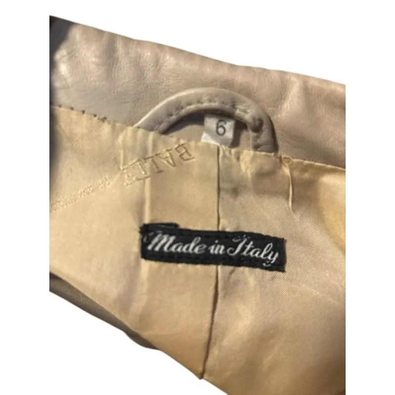 Bally Switzerland Italy Lamb Leather Suede Bomber Jacket Beige Vintage Sz 6/8 - Image 3