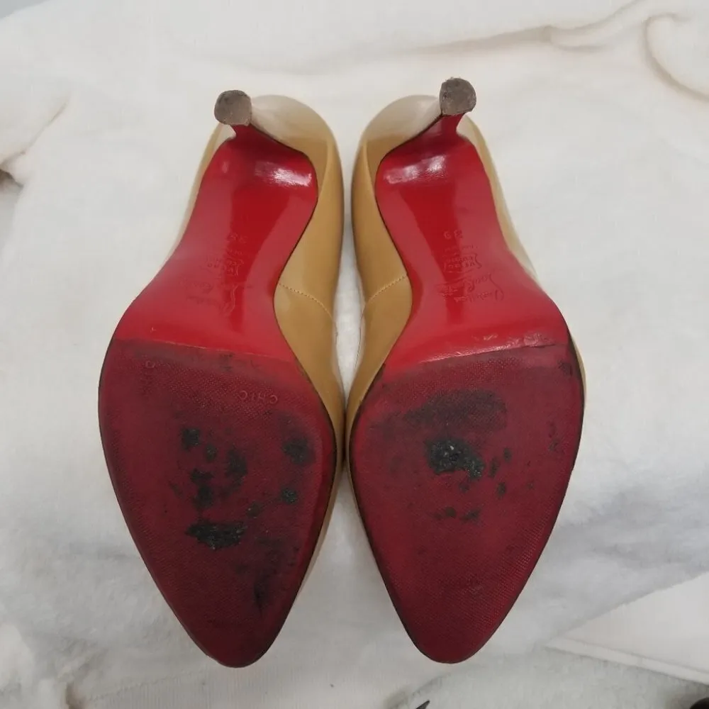 PRICE DROP-Christian Louboutin camel color Patent Leather heels - Image 8