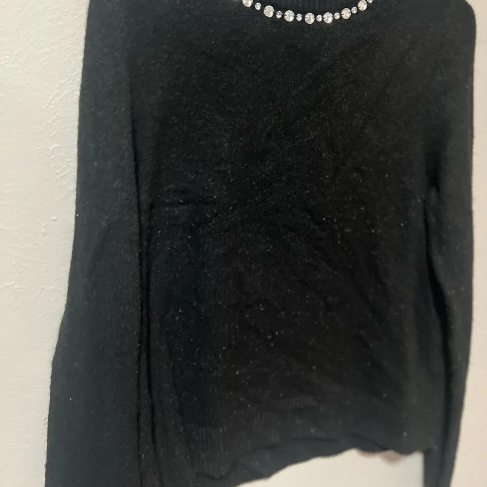 Black H&M Sweater with Sparkle Jewel Neckline RHINESTONES - Image 5