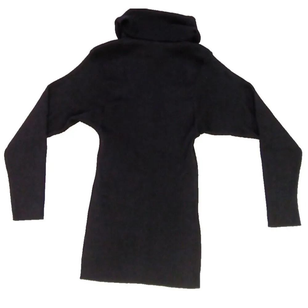 Saint Laurent Vintage Lambswool Roll Tab Turtle Neck Black Sweater sz 40 - Image 2