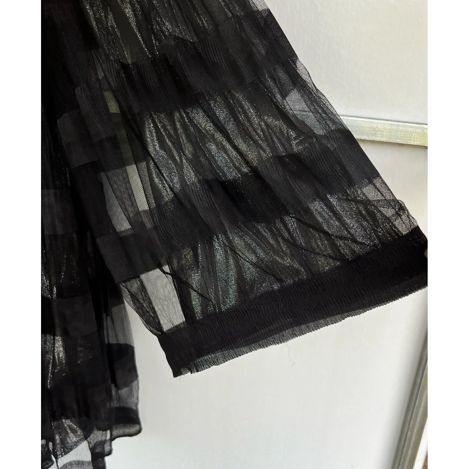 St John Couture Sheer Black Metallic Lined  Dress Old Money Yacht Club Steampunk - Image 4