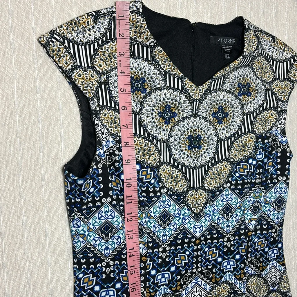 Adorne Naya Scuba Dress in Blue and‎ Golden Yellow Fit and Flare Size 10 - Image 11