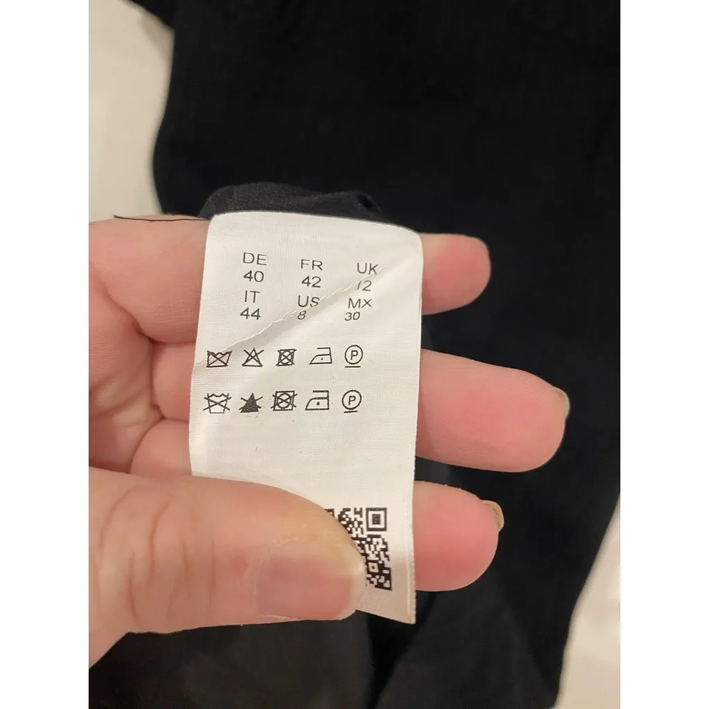 BOSS Hugo Boss Dress Womens 8 Black Hadea Ribbed Knit Short Sleeve Sheath Zip - Image 5