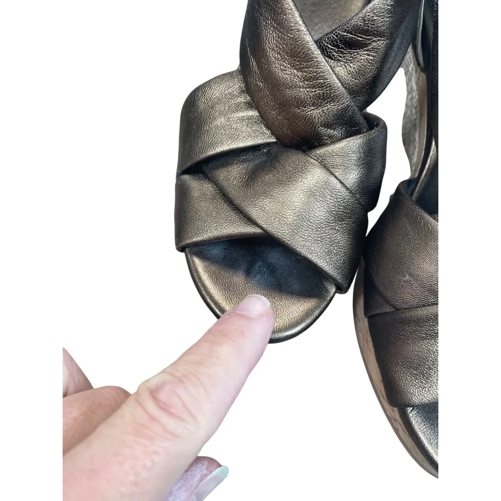 Cole Haan Womans Gold Beige 4" Wedge Heels Shoes Sz 9527 - Image 16